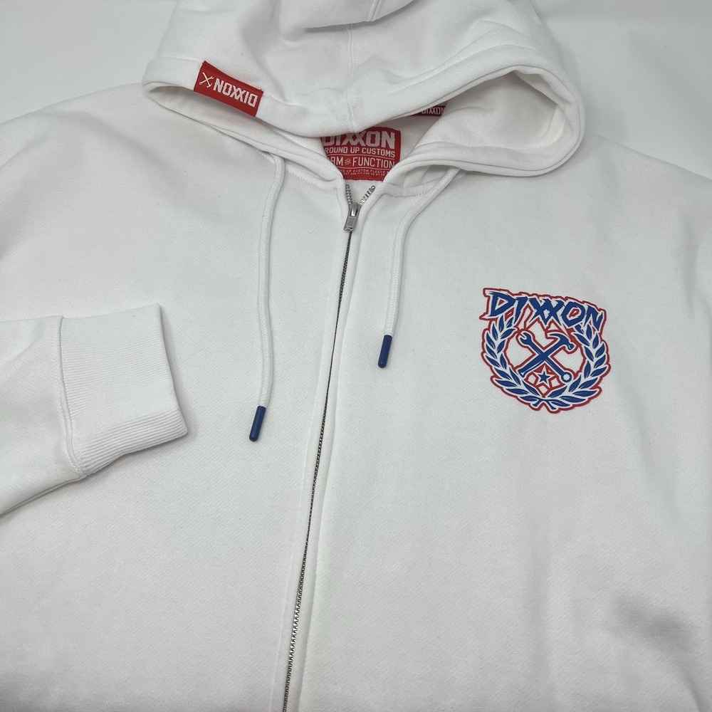 Dixxon Flannel Men's Ground Up Customs‎ Zip Up Hoodie Sweatshirt Size XL White